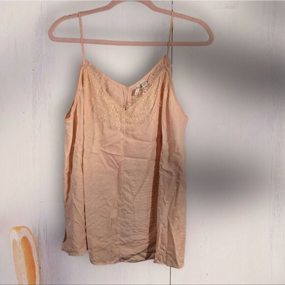 Silky Soft Women's Plus 18/20W Lace Trimmed Cami Peach Camisole V-Neck Top 2XL - Picture 9 of 10